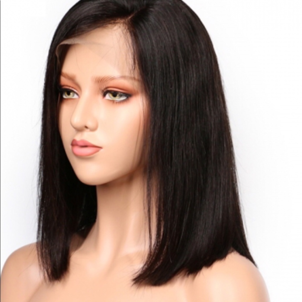 Pre -plucked shoulder length lace front wig